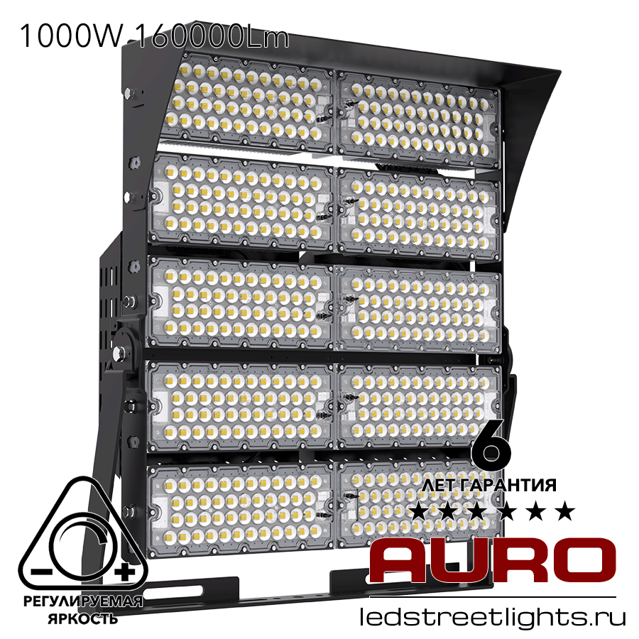 Мощный светодиодный прожектор AURO-PRO-FL-G1-1000
